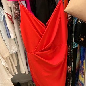 Faux Wrap Red Dress